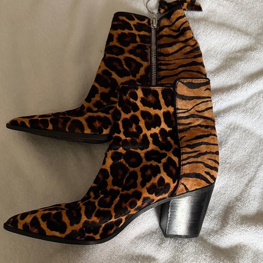Aldo Leopard & Tiger Print Ankle Boots in Brown